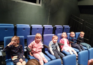 Puchatki siedzą w sali teatralnej