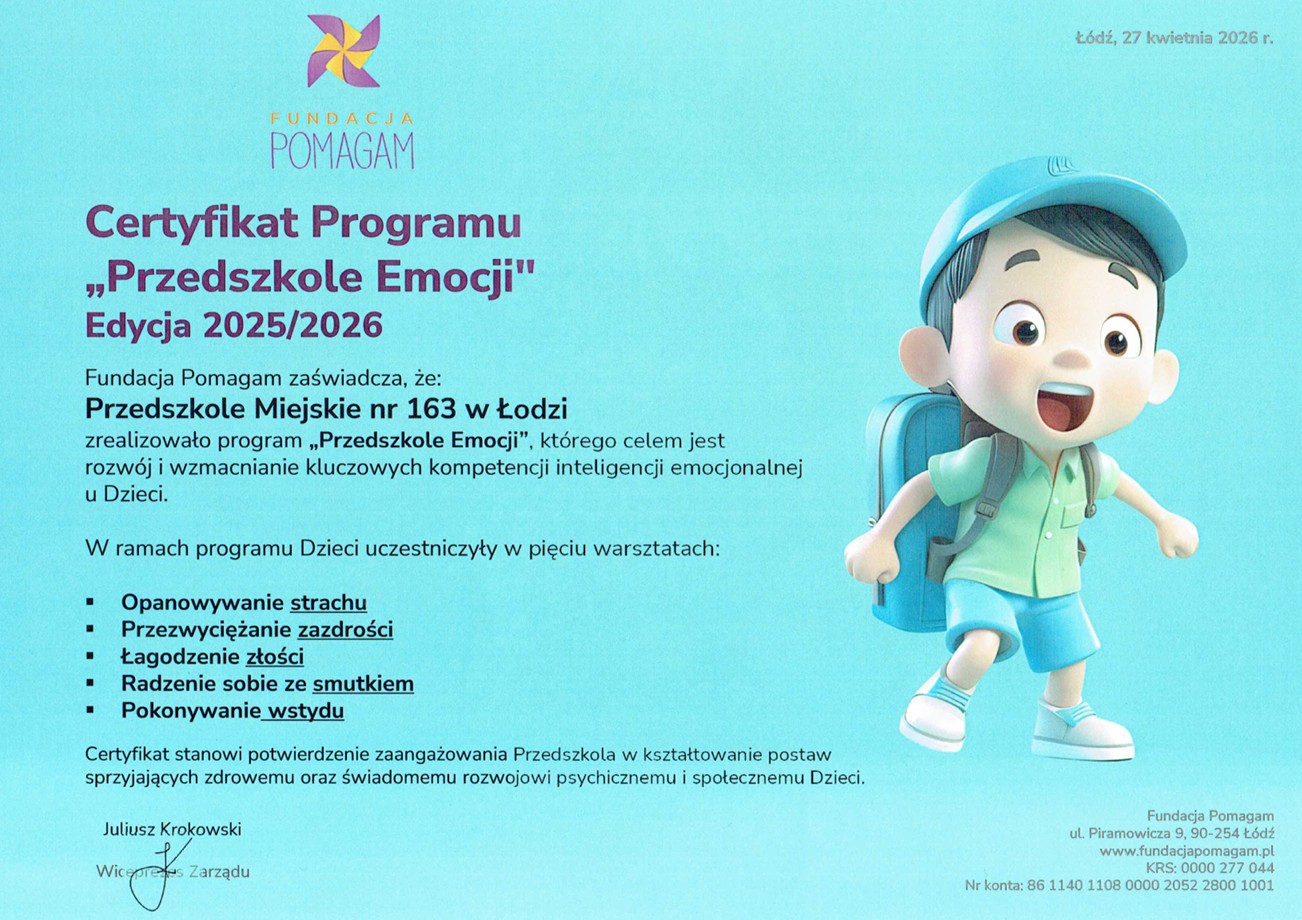 Certyfikat ukończenia programu