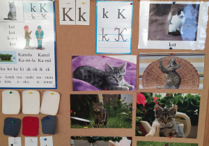 Poznajemy literkę K,k na podstawie wyrazu " kot ".