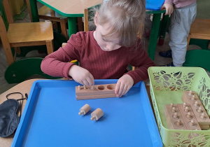 Kształcenie zmysłów Montessori "Cylindry" - praca wolna Lenki