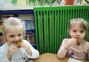 Nadia i Lenka zajadają ciasteczka z czekoladą