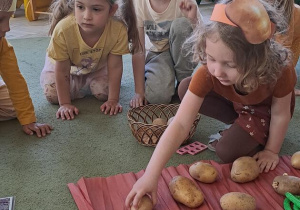 Laura wkłada ziemniaki do koszyka w ilości zgodnej z liczbą oczek na kształcie Numicon