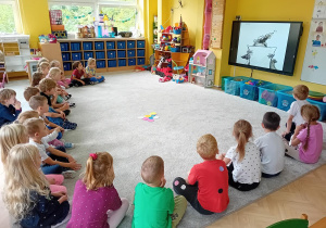 Delfinki oglądają film "The Dot- kropka"