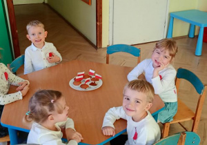 Dzieci jedzą babeczki.