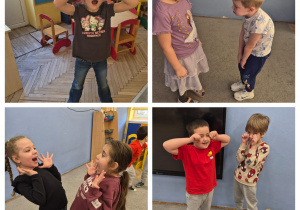 Zabawa dramowa, dzieci udają różne emocje