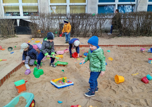 Puchatki bawią się w piaskownicy